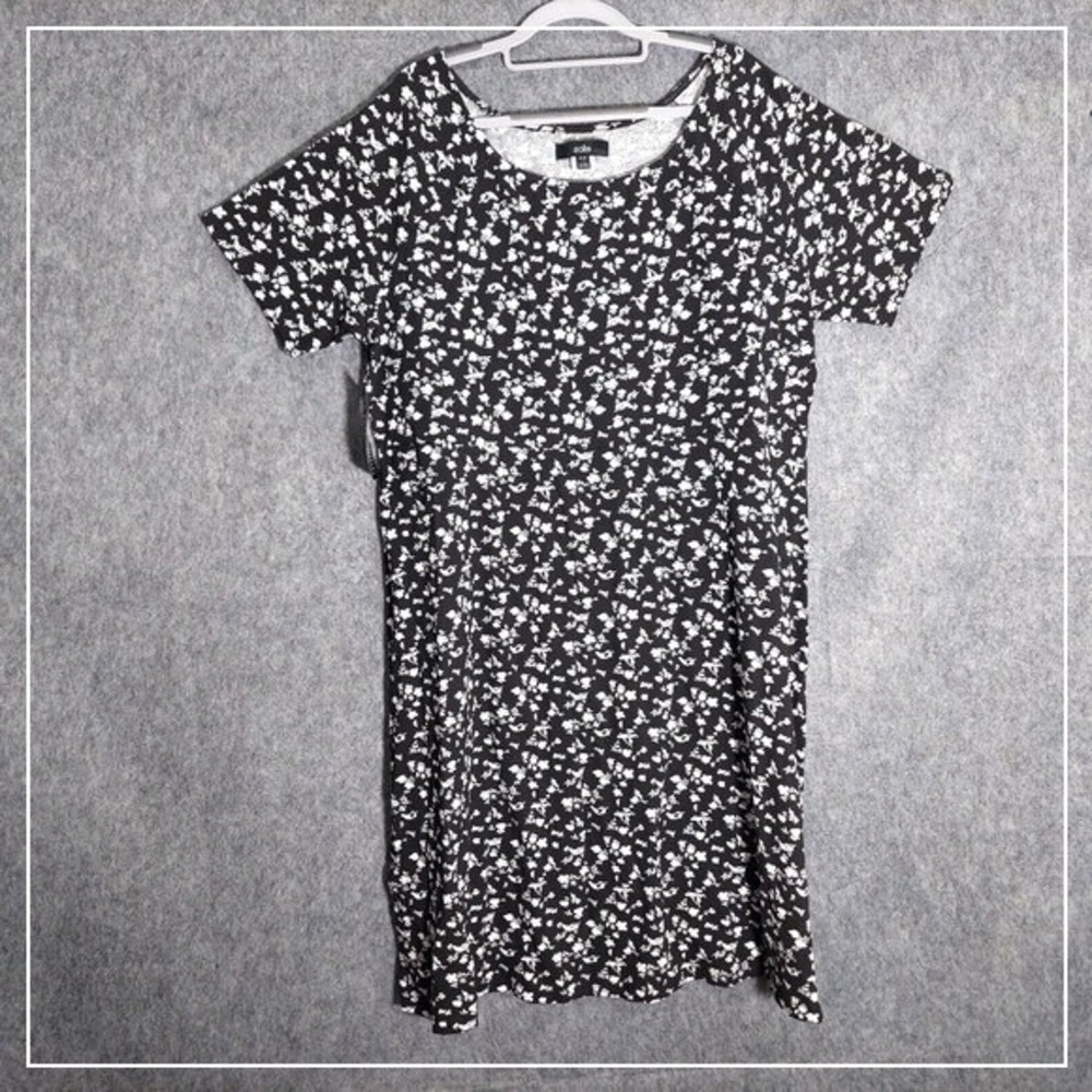 Ellos Shirt  Dress L Cottage Core Short Ditsy Floral Sleeve Stretch Casual Boho‎